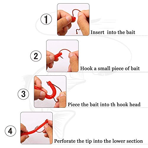 Bass Fishing Hooks Kit, 50pcs 2X Strong Offset Ewg Worm Hooks for Bass Fishing Trout Soft Bait Jig Texas Rig Saltwater Freshwater Size 1/0-5/0