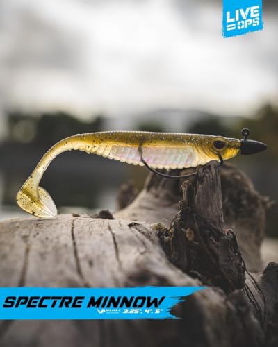 Nomad Design Spectre Minnow 3.25" Internal Foil System, Soft Paddletail - (5 Pack) - Live Ops for Fresh or Saltwater Inshore Species - color: Blue Ghost