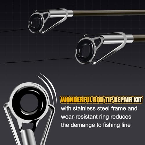 Rod Tip Repair Kit 50pcs Fishing Rod Tips Replacement Set with Storage Box, 10 Sizes Pole Tip Repair Kit - size: B-Stainless Steel rod tip kit