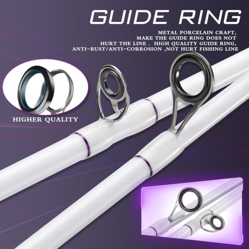 DC Baitcasting Combo, Smart Digital Brake Reel, 4-Section Carbon Rod, Tackle Bag, Line & Lures, Complete Travel Kit for Bass Freshwater - color: Only Casting Rod-2PACKS- 6FT- White