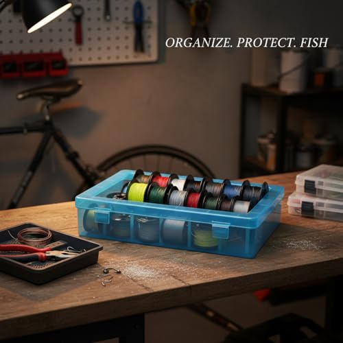 Fishing Line Spool Storage Box, PP Plastic Tackle Organizer for 24 Spools, Compact Container Prevents Tangling in Gear Bags (1 PC)