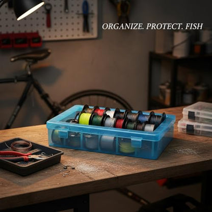 Fishing Line Spool Storage Box, PP Plastic Tackle Organizer for 24 Spools, Compact Container Prevents Tangling in Gear Bags (1 PC)