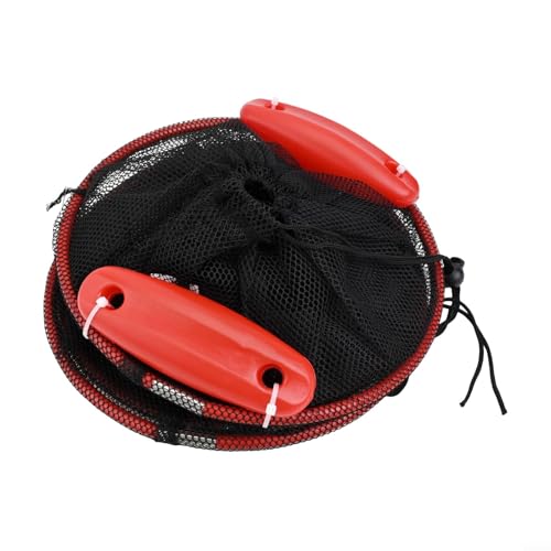 Foldable Fishing Mesh Bait Cage, Nylon Floating Basket for Live Fish, Shrimp, Crab Trap with Lanyard, Portable Keeper Net for Fresh Salt Water - size: 25*60cm