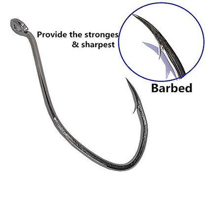 Catfishing Hooks Big River Bait Hook 25/50/100pcs, Fishing Hooks for Saltwater Freshwater,Catfish Striper Flathead Carp Bass 1# 1/0 2/0 3/0 4/0 6/0 8/0 10/0 - size: 50PCS 1/0