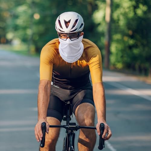 Geyoga 2/4 Pack Cooling Neck Gaiter Summer Breathable Balaclava Face Mask with Mesh Holes UV Protection Sun Scarf Men Women - color: White