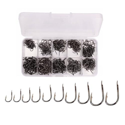 500Pcs Fishing Hooks Set – High Carbon Steel Sharpened Barbed Circle Hooks in Assorted Sizes 3 to 12 for Freshwater and Saltwater Fishing - size: 3#-Flat Head