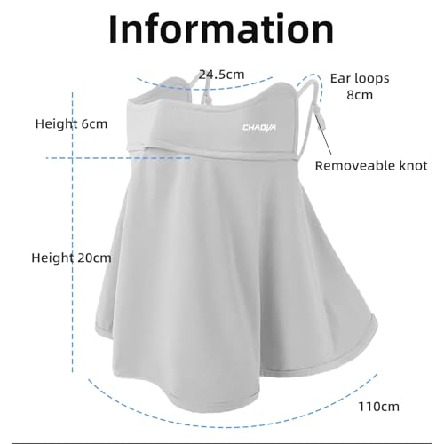 UPF 50+ Sun Protection Face Mask with Neck Coverage, UV Face Mask for Outdoor Activities, Unisex Breathable Sun Mask - style: Grey 1