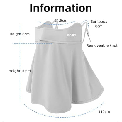 UPF 50+ Sun Protection Face Mask with Neck Coverage, UV Face Mask for Outdoor Activities, Unisex Breathable Sun Mask - style: Grey 1
