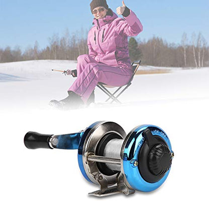 Ice Fishing Reel, Durable Metal Baitcasting Reel Blue Inline for Saltwater Freshwater Winter Anglers