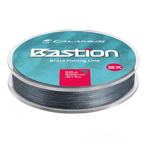 Calamus Bastion Braided Fishing Line -Abrasion Resisting Braided Lines – Thin Diameter Superline – Zero Stretch – 4 Strand MultiTuf Fiber Braid Line - color: X8-Gray, size: 30 LB - 300 Yds