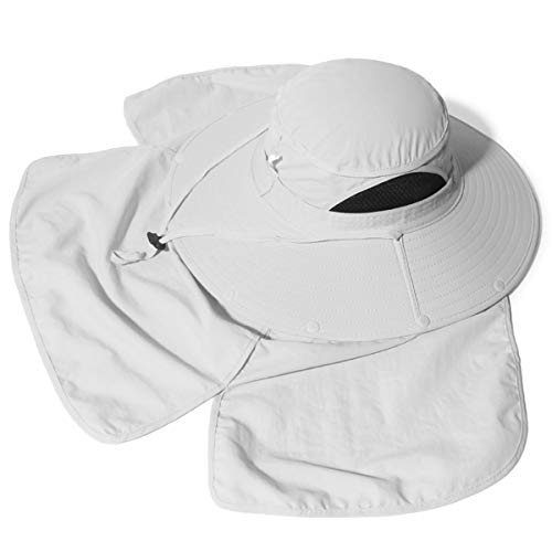 Sun Blocker Hats Outdoor Sun Protection Fishing Cap with Neck Flap Large Brim Outdoor Hat - color: Lgy