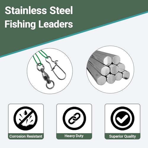 Atibin Fishing Steel Wire Leader Stainless Saltwater Line Fishing Leaders Lure Snap Saltwater Fishing Leader Wire Black Nickel - size: #3 (15.8in-50lb) 20pcs