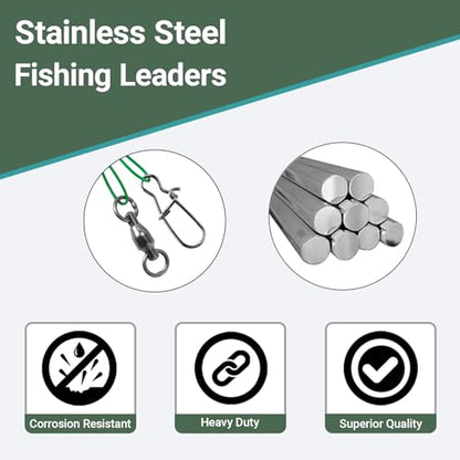 Atibin Fishing Steel Wire Leader Stainless Saltwater Line Fishing Leaders Lure Snap Saltwater Fishing Leader Wire Black Nickel - size: #3 (15.8in-50lb) 20pcs