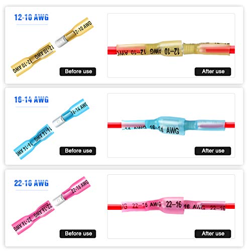 Nilight - 50027R 250 PCS Heat Shrink Spade Connectors Quick Disconnect Wire Connectors Electrical Spade Terminals Heat Shrink Fully Insulated Male and Female Wire Spade Connectors,2 Years Warranty - color: 250Pcs Heat Shrink Spade Terminals