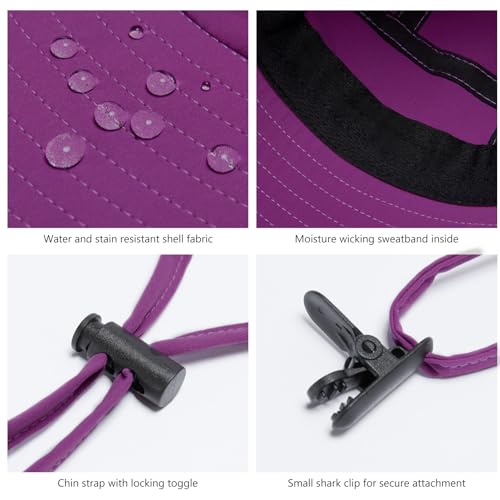 UPF 50+ Foldable Sun Hats Wide Brim with Large Neck Flap for Men Women UV Protection Gardening Fishing Beach Hat - color: Purple Orchid