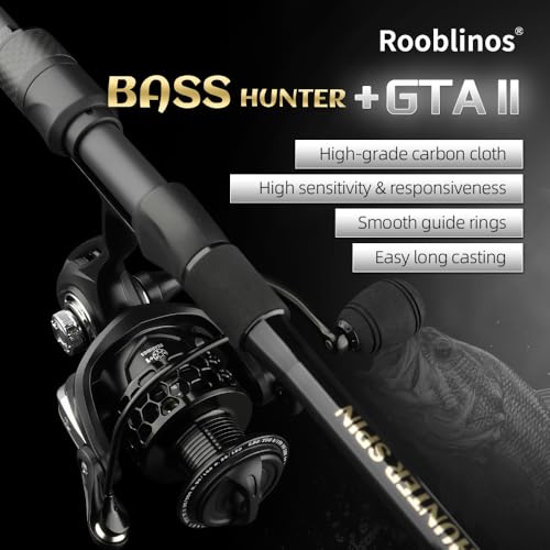 ROOBLINOS BASS Hunter Fishing Rod and Spinning Reel Combo 6.9ft Lightweight Carbon Fiber Fishing Pole Set Freshwater & Saltwater Bass Trout and Panfish Lakes Rivers Fishing - color: BASS HUNTER+GTA2-2000