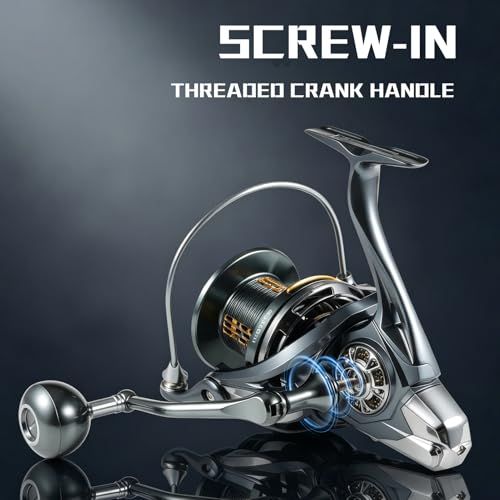 Fishing Spinning Reel, 10000/12000 Saltwater Spinning Reel, 45LBS Max Drag, CNC Aluminum Screw-in Handle & Spool, Oscillating Guide Rod System, Surf Fishing Reel for Beach & Boat Fishing - size: 10000