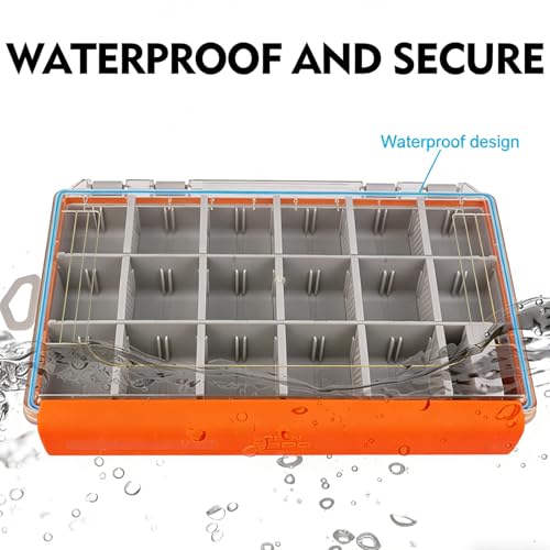 Waterproof Fishing Tackle Box,Lure Box and Terminal Tackle Storage,3600 and 3700 Tackle Trays, Tackle Organization with Removable Dividers (3600-Medium Size) - size: 3600-Medium Size