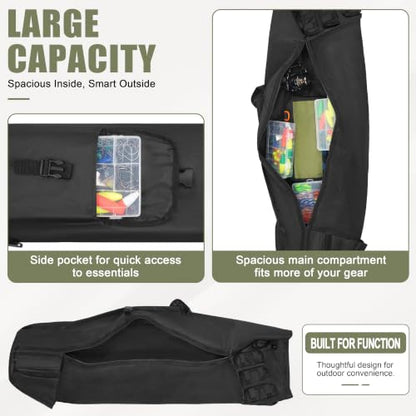 AGOOL Fishing Pole Bag with Rod Holder Fishing Rod Bag, 5 Rod & Reel Organizer Bag Waterproof Large Capacity Fishing Tackle Storage Bag Travel Carry Case Fishing Gifts for Men - color: Black