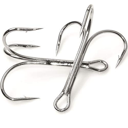 Fishing Treble Hooks, Freshwater Saltwater Triple Fishing Hooks for Snagging Trout Walleye Catfish Lures Baits Replacment, Extra Strong Sharp, Silver, 20/50pcs - size: 4/0-50pcs