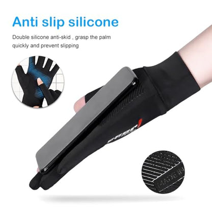 Mens Outdoor UV Sun Protection Fingerless Gloves Non Slip Fishing Gloves