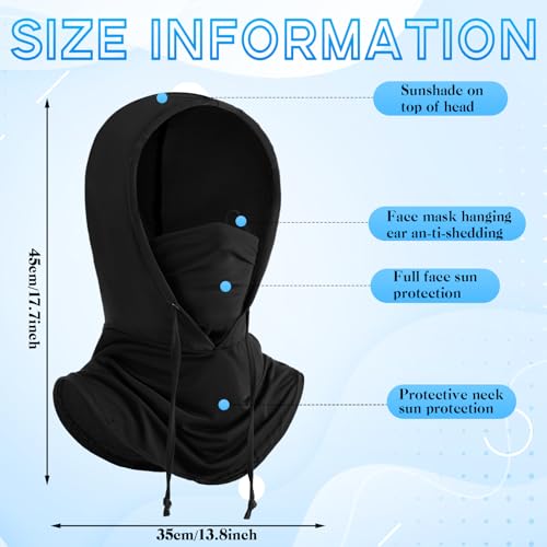 Patelai 6 Pcs Summer Balaclava UV Face Mask Sun Protection Cooling Hood Full Head Face Cover for Women Men Cycling Fishing - color: Black, Dark Gray, Light Gray, White, Navy Blue, Sapphire Blue
