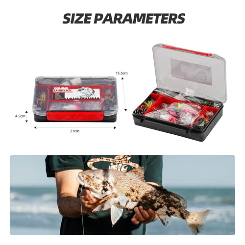 Fishing Tackle Box Set – Lure Kit for Freshwater & Saltwater, Crankbaits, Spinnerbaits, Soft Plastics, Jigs, Weights, Hooks – All-in-One Fishing Gear for Men - style: 298pcs