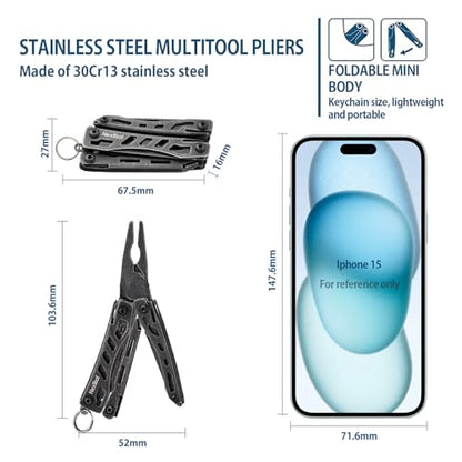 Nextool EDC Keychain Multitool, 10 in 1 Mini Pocket Knife Multi Tool with Needlenose Pliers, Scissors, Mini Useful Cool Gadgets for Men, Gifts For Dad Men Him Boyfriend-Dark - color: Dark