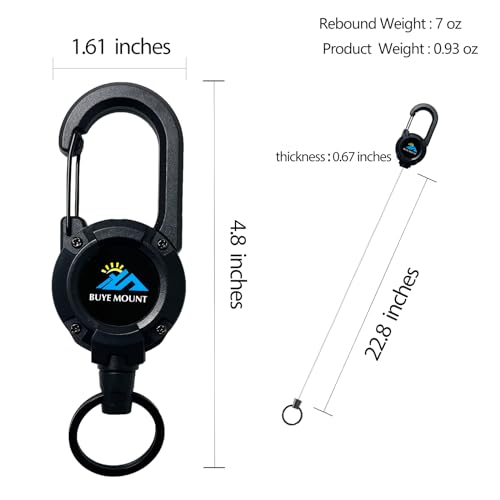 Yojaro Retractable Keychain Heavy Duty 2Pack, Multitool Carabiner Badge Holder, Retractable Keychain Clip Id Holder, Upgraded 58cm Stainless Steel Cord Black - color: 2 Pack Black