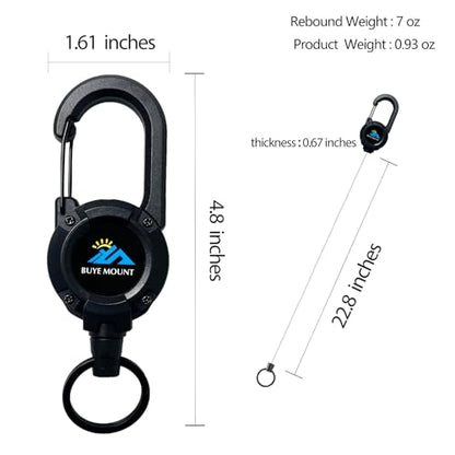 Yojaro Retractable Keychain Heavy Duty 2Pack, Multitool Carabiner Badge Holder, Retractable Keychain Clip Id Holder, Upgraded 58cm Stainless Steel Cord Black - color: 2 Pack Black