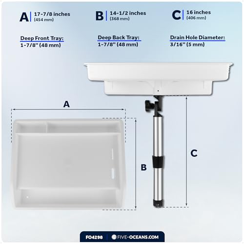 Five Oceans Boat Cutting Board, 17"x14"- Deluxe Bait Cutting Table with Rod Holder Mount, Knife & Pliers Holder, 3 Deep Trays & Draining Hole - 1-Year Warranty - FO4298 - color: Deluxe Bait Cutting Board (Rod Holder Mount)