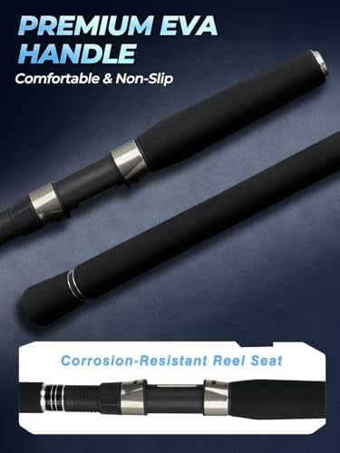 Jenseits 7FT Fishing Rod, 24T Carbon Fiber Telescopic & 4-Piece Travel Rod, Spin and Cast Options, Stainless Steel Guides with Ceramic Inserts, for Bass, Trout, Catfish, Freshwater & Inshore Fishing - size: Spin-7ft-Heavy-MFast