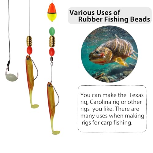 Dovesun Soft Rubber Fishing Beads Fishing Bait Eggs Accessories 7 Colors with Tackle-Box 0.23in(600pcs), 0.31in(250pcs), 0.39in(120pcs) - color: Oval-10*15-131pcs