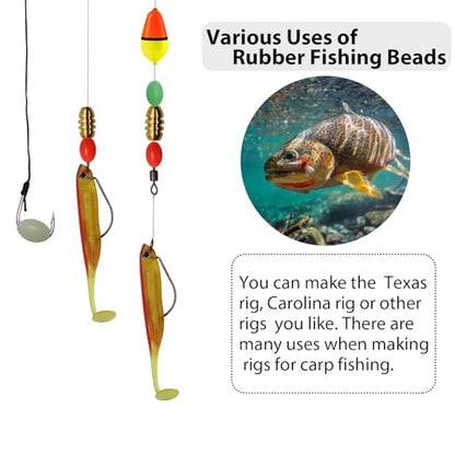 Dovesun Soft Rubber Fishing Beads Fishing Bait Eggs Accessories 7 Colors with Tackle-Box 0.23in(600pcs), 0.31in(250pcs), 0.39in(120pcs) - color: Oval-10*15-131pcs