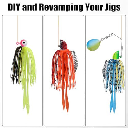 OROOTL Silicone Jig Skirts Spinnerbait Skirt Replacement Bass Fishing Lures for DIY Spinner Baits Buzzbaits Squid Jig Accessories - color: G-Skirts-10pcs