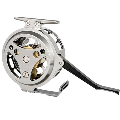 Semi-Automatic Fly Fishing Reel, Quick Line Retrieval, Adjustable Drag, Quick Spool Removal, for Freshwater Lake Stream Pond Fishing, CNC Machined Aluminum