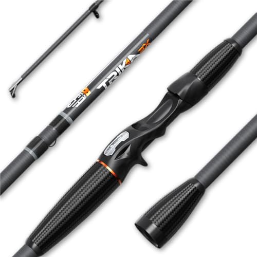 TRIKA 3X Carbon Rod Carbon Weave Rod for Extra Sensitive Vibration | Longer Casting | Lightweight Freshwater Fishing Pole - style: Casting 7' Lite/Fast 1pc.