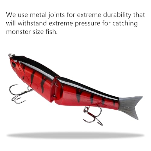 Bassdash SwimShad Glide Baits Jointed Swimbait Bass Pike Salmon Trout Muskie Fishing Lure,3-Pack - color: Blue Mackerel +Red Perch +Northern Pike, size: 4.5in/0.65oz