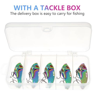 5PCS/10PCS Fishing Lures, Metal VIB Hard Blade Baits, Spinner Spoon Metal Fishing Spoon Crankbaits Swimbaits for Trout Walleye Crappie - color: C-5PCS