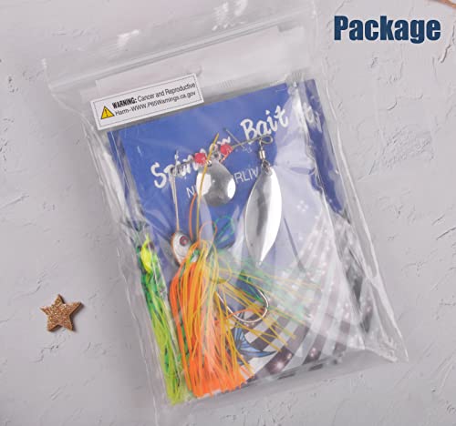 Fishing Lures Spinnerbait, Bass Fishing Lure Spinner Baits Kit Hard Metal Multicolor Buzzbait Spinnerbait Jigs for Bass Pike Trout Salmon - color: 6pcs Spinnerbaits