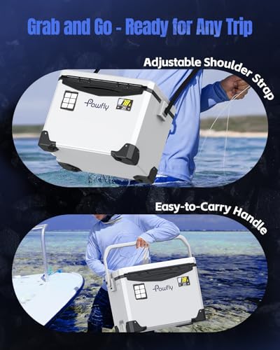 Pawfly 13-19 QT Live Bait Cooler, Leak-Proof Fishing Cooler with Rechargeable Aerator, Portable Fish Livewell for Boat, Insulated Minnow Bucket for Shrimp & Live Fish, Hard Cooler Box for Fishing - size: 19 Quart