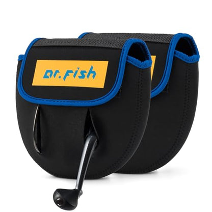 Dr.Fish Spinning Fishing Reel Cover, Fits 1000-6000+, Neoprene Protective Bag with Handle Slot, Spinning Reel Storage Case Pouch Accessories 6000+ 2 Pack - color: XXL(2 Pack, 6000 and up)