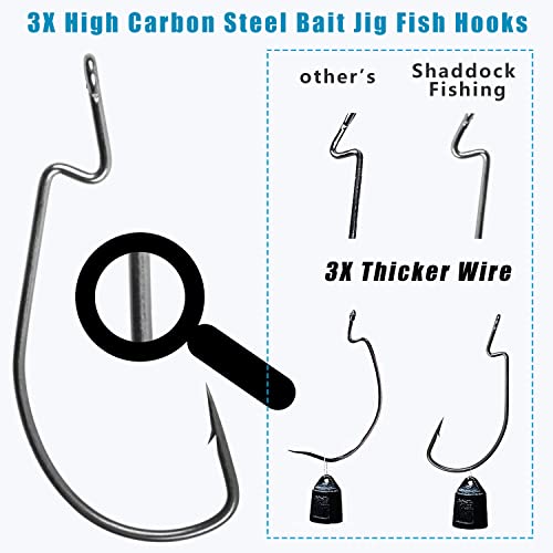 Offset Bass Fishing Hooks, 100pcs Wide Gap Worm Hooks 3X High Carbon Steel Bait Jig Fish Hooks for Bass Trout Saltwater Freshwater - size: 100pcs-1#
