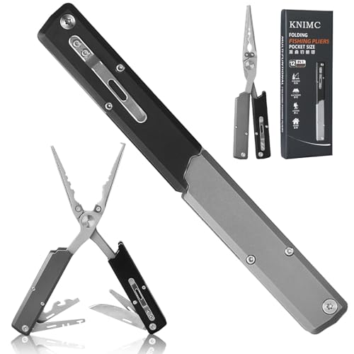 12-IN-1 Fishing Multitool, Titanium Coated Saltwater Fishing Pliers