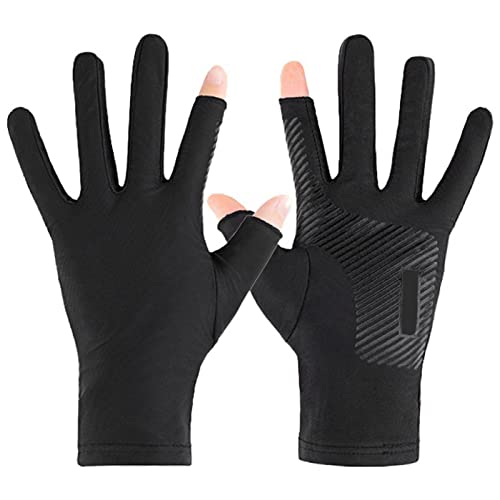 Uv for Protection Fishing Fingerless Gloves Light Breathable Sunscreen Driving Outdoor Cycling - color: B