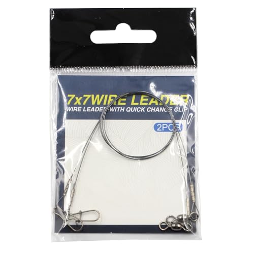 30cm 14kg Titanium Fishing Leader Line, Bite Proof Trace with Rotating Swivel Anti-Tangle Design, Low Friction Coating, Stainless Steel Pins for Predatory Fish, Pike Muskie Saltwater Freshwater