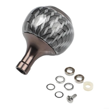 Carbon Fiber Reel Knobs for Daiwa Fuego Reels, Aluminum Spherical Grip Ball Handles with Bearings, Lightweight Fishing Reel Upgrade Parts - color: brown
