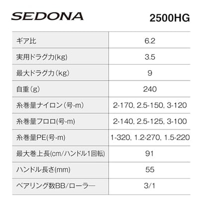 Shimano 23 Sedona Spinning Reel - style: 2500hg