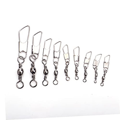 30pcs Rolling Resistance Swivel Fishing Hook Line Connector Fishing Rolling swivels Fishing Swivel Connector connectix Fishing Rolling Connector Stainless Steel to Rotate Ring - size: 16#