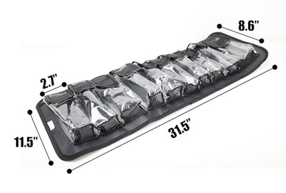 Lure Roll Up Fishing Jig Pouch Tackle bags | Heavy Duty Compact Waterproof Tarpaulin Fish Lure Pouch | 10 Clean Window Pockets for Fishing Lures Jigs Tools Storage
